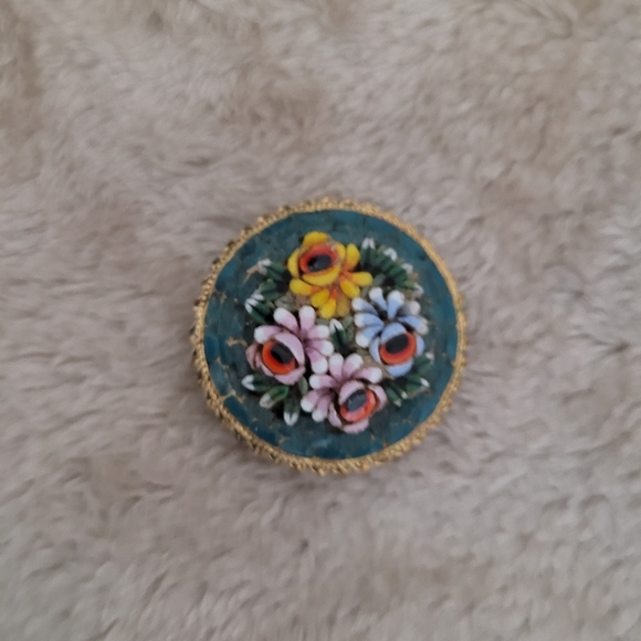 Italian Mosaic Tile Pin Brooch - Picture 3 of 3